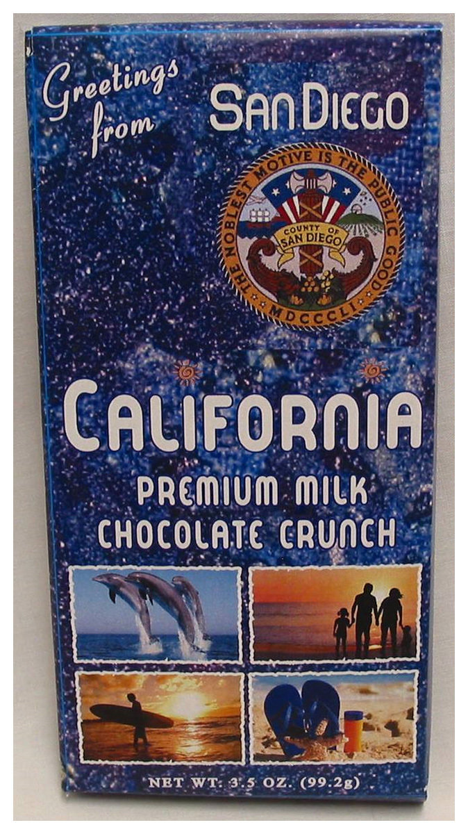 San Diego Blue Tablet Box with Milk Chocolate Crunch Bar Net Wt 3.5Oz