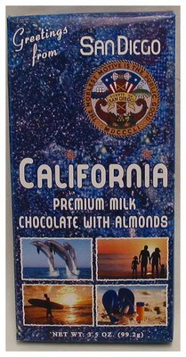 San Diego Blue Tablet Box with Milk Chocolate with Almonds Bar Net WT 3.5OZ