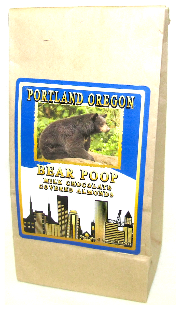 Portland Bear Poop Bag Filled With Milk Chocolate Covered Almonds