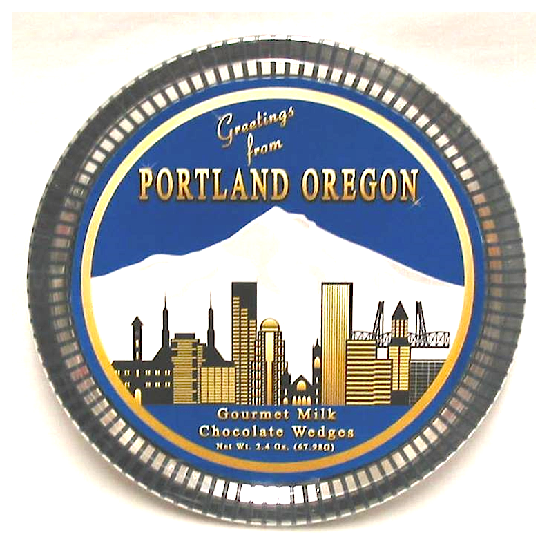 Portland Medallion Tin with Gourmet Milk Chocolate Wedges