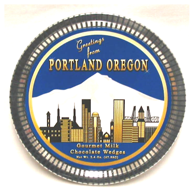 Portland Medallion Tin with Gourmet Milk Chocolate Wedges