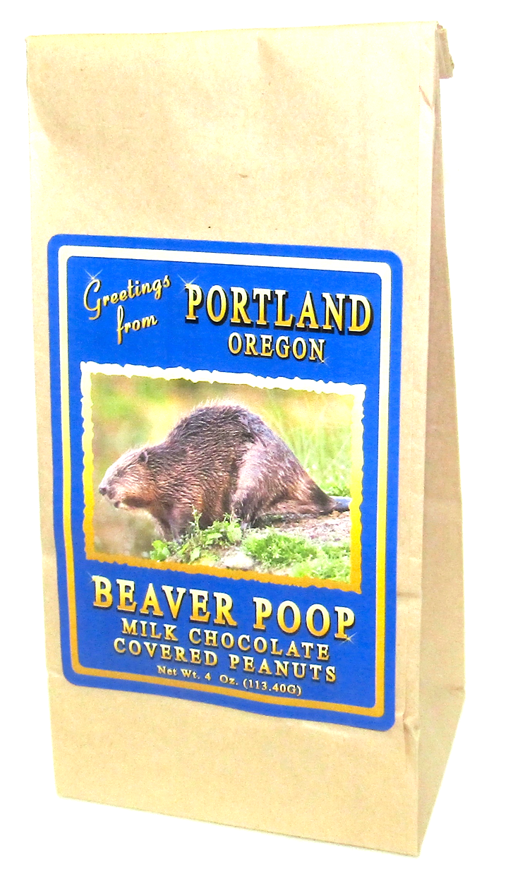 Portland Beaver Poop Bag Filled With Milk Chocolate Covered Peanuts
