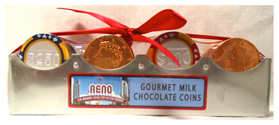Reno 4 Row Rack w Chocolate Coins Net Wt 8.5Oz