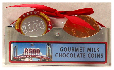 Reno 2 Row Rack w Chocolate Coins Net Wt 3.75Oz
