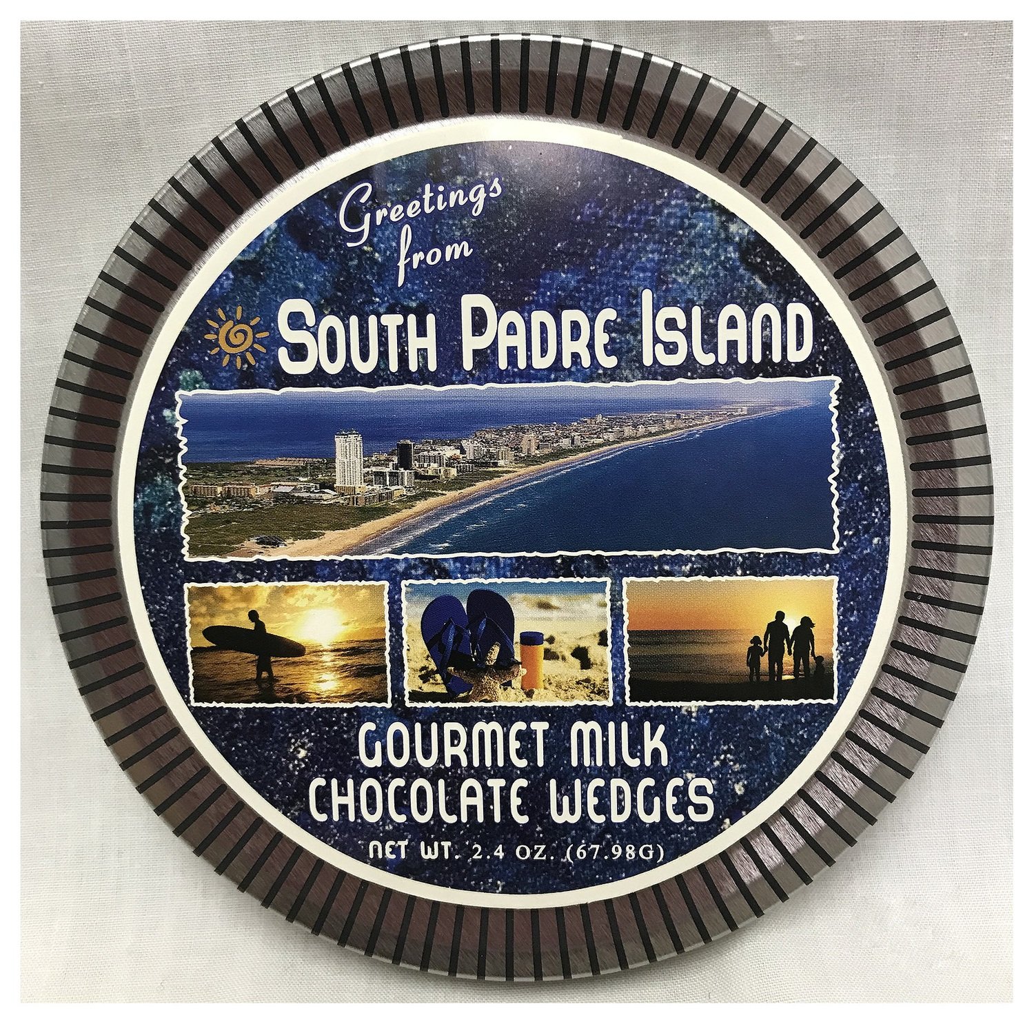 South Padre Island Medallion Tin with Gourmet Milk Chocolate Wedges