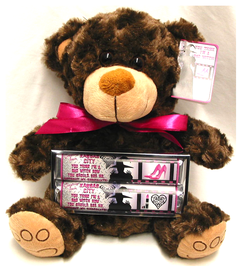 Kansas Bad Witch Large Brown Plush Bear with 2 Pack Candy Bars