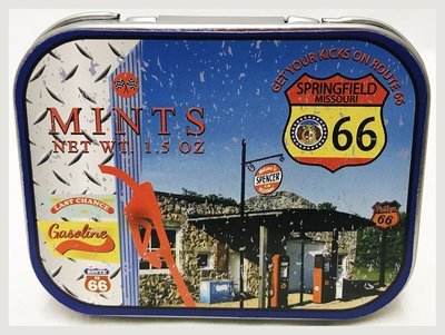 Route 66 Mint Tin with Mints 3 3/16" x 2 1/2" Tin