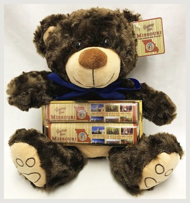 Missouri 9" Plush Brown Bear with 2 Pack Candy Bars (Caramel)