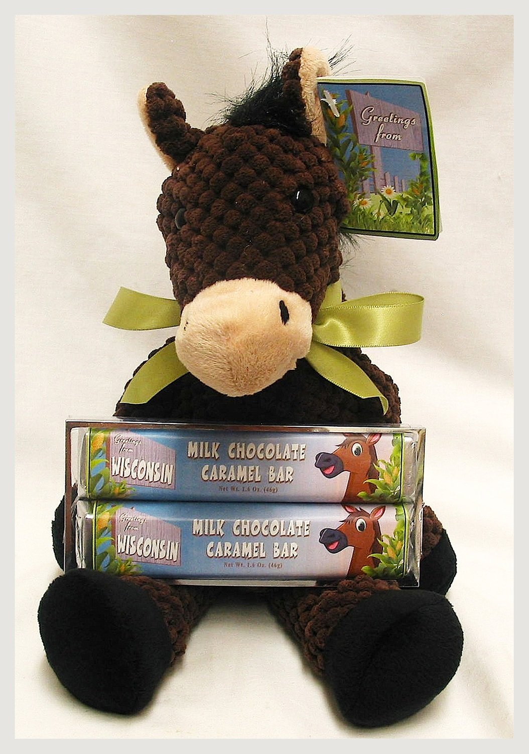 Farm Kansas Large Plush Horse with 2 Pack Candy Bars - Milk Chocolate Caramel