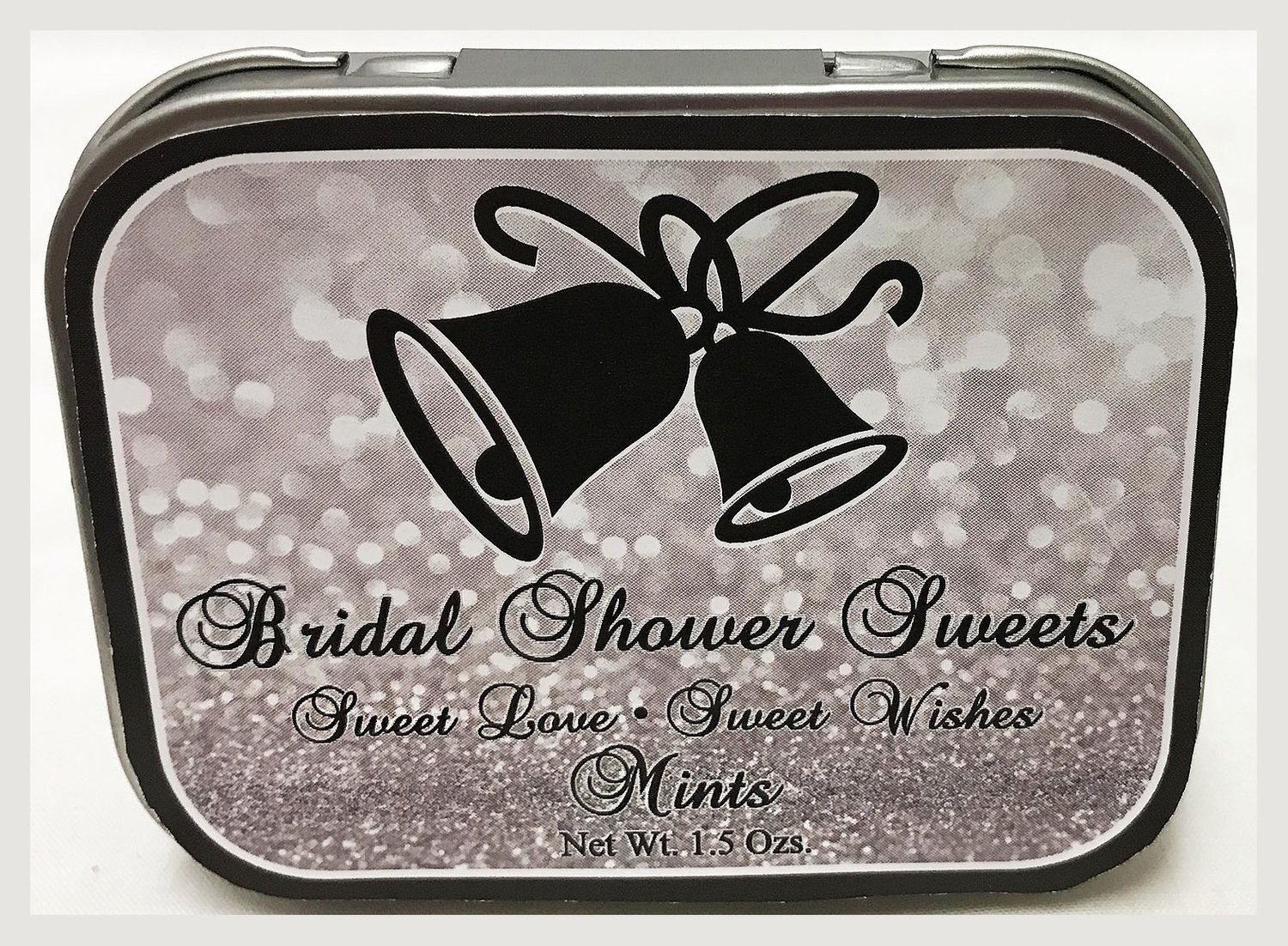 Silver Bridal Shower Tin Filled with Mints 3 3/16" x 2 9/16" Tin