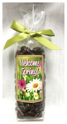Spring Stand Bag Filled with Milk Chocolate Covered Raisins