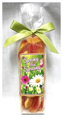 Spring Stand Bag Filled with Peach Rings
