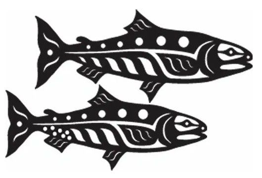 Mini Salmon Pair Laser Cut Applique, Color: Black