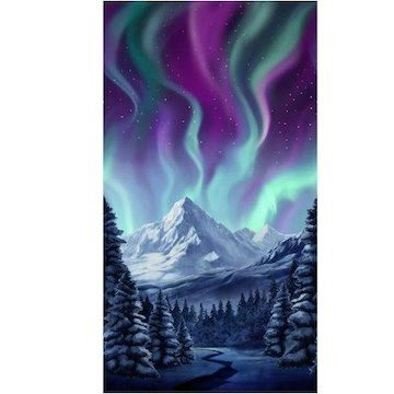 Winter Mountain with Northern Lights 24" Panel | Astral Vision Winter