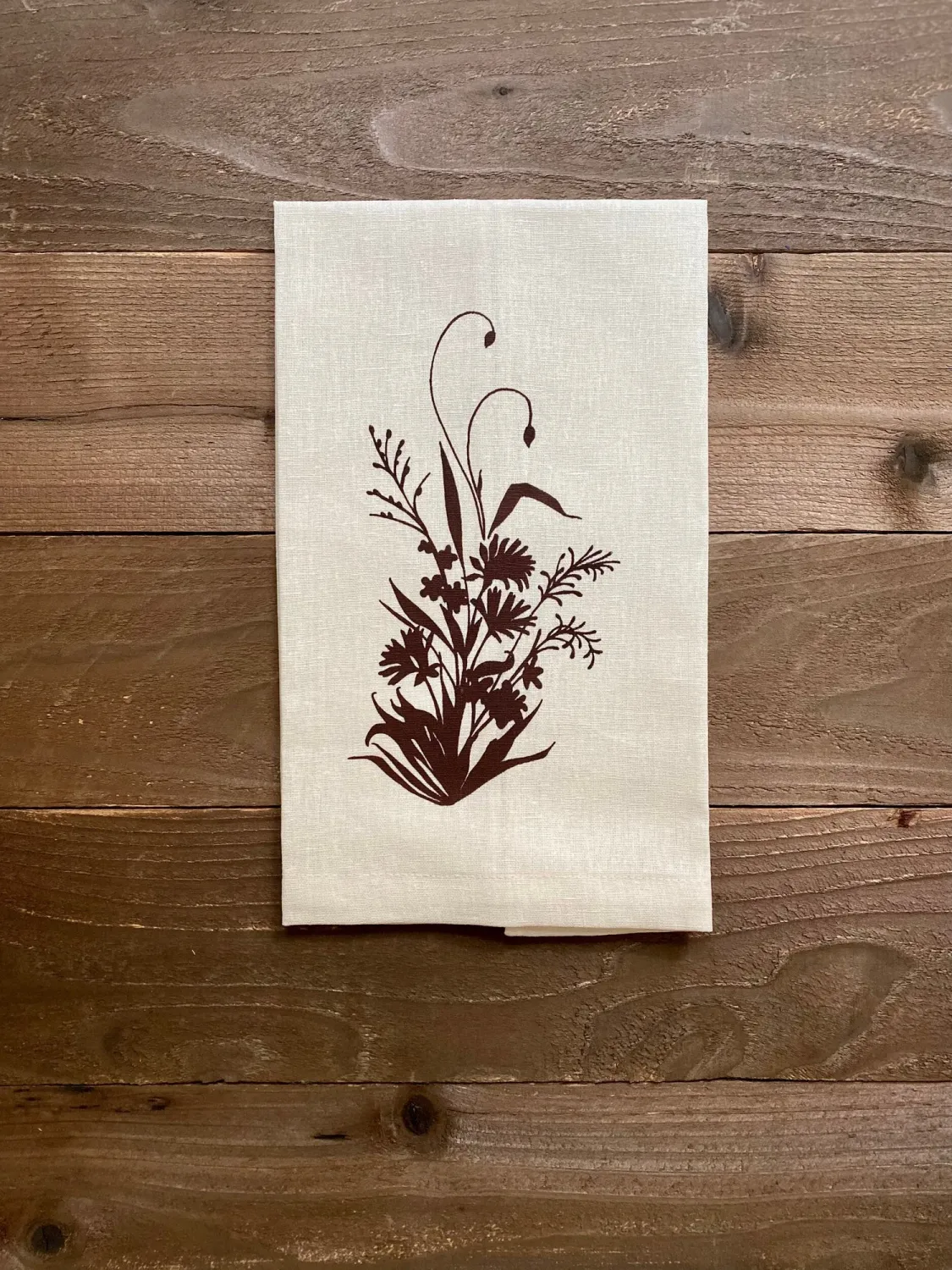 Alaskan Wildflowers Towel Alaskan Wildflowers Towel, Color: Brown on White