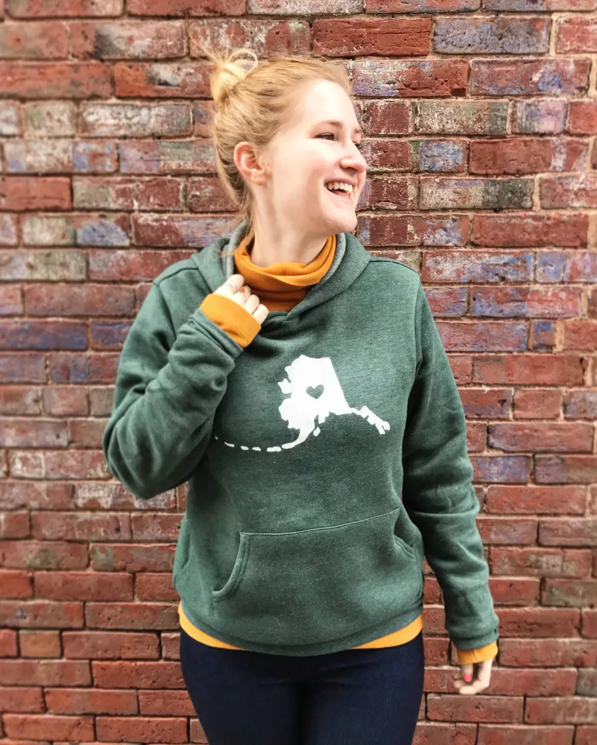 I Love Alaska Unisex Hoodie I Love Alaska Unisex Hoodie, Color: Green, Size: XS
