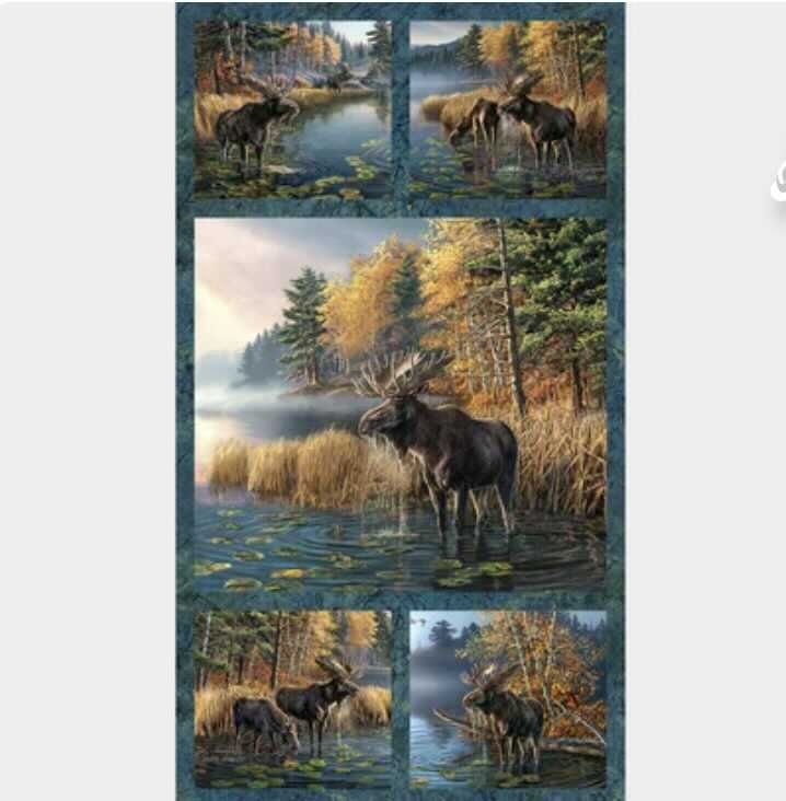 NC Naturescapes Autumn Woodland Moose Panel