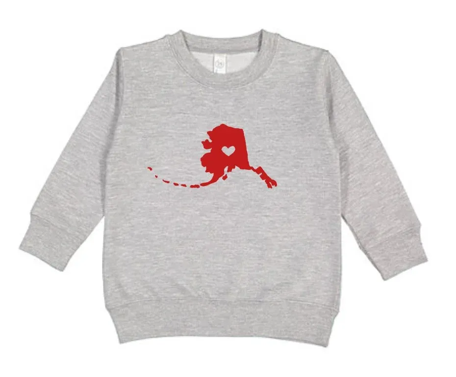 I Love Alaska Kids Sweater I Love Alaska Kids Sweater, Color: Gray/Red, Size: 2T