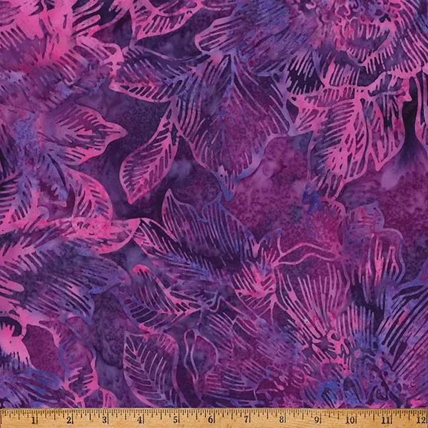 Large Linear Floral Batik, Color: New Years