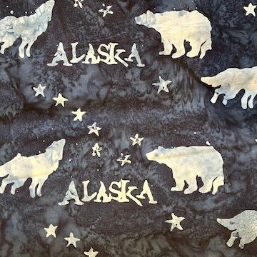 Batik Alaska Flag, Stars & Wildlife