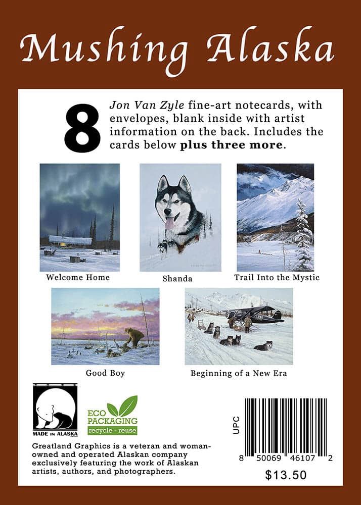 Mushing Alaska Card Pack - 8 John Van Zyle Notecards