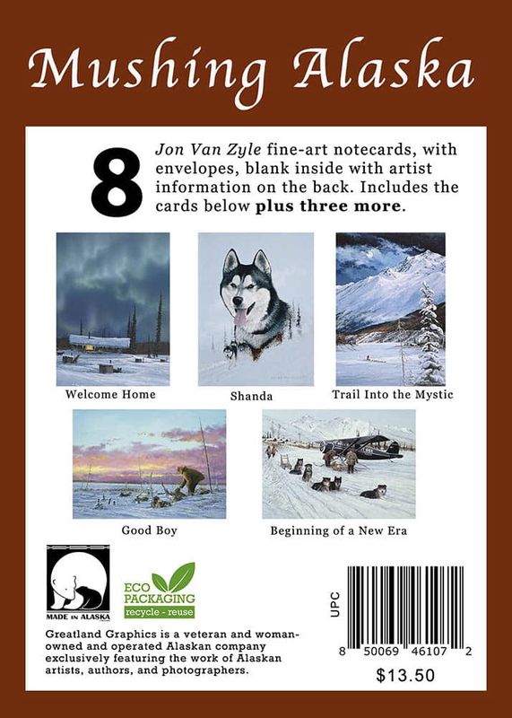 Mushing Alaska Card Pack - 8 John Van Zyle Notecards