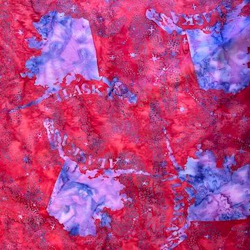 Batik Alaska Map & Constellations, Color: Cherry, Precut Size: Yard