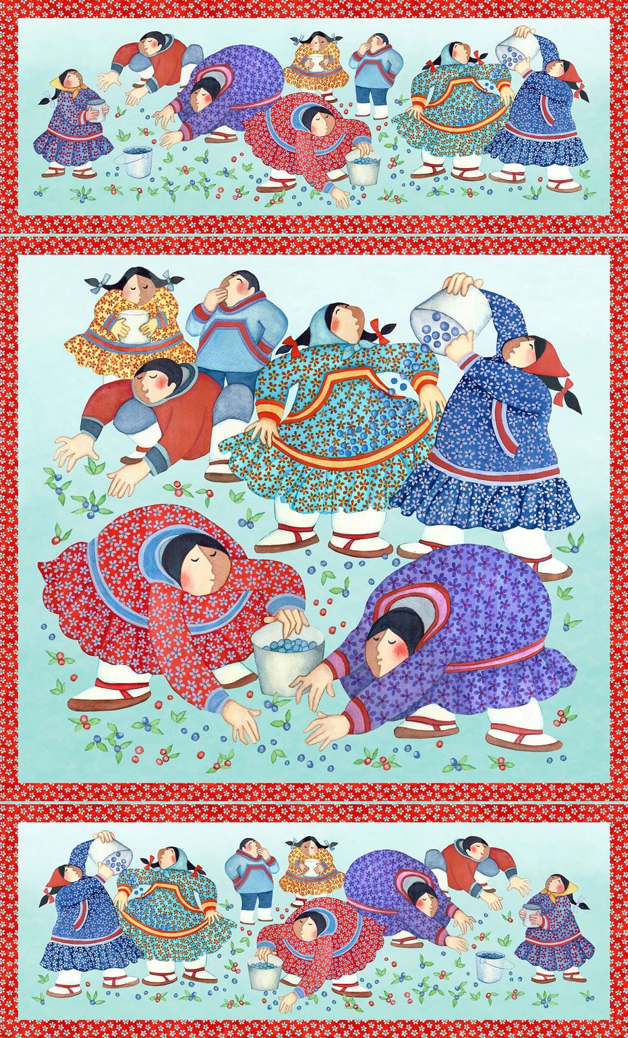 Berry Pickers 26" Panel by Barbara Lavallee