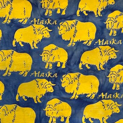 Batik Musk Oxen Batik Musk Oxen, Color: Blueberry, Yardage: Yard