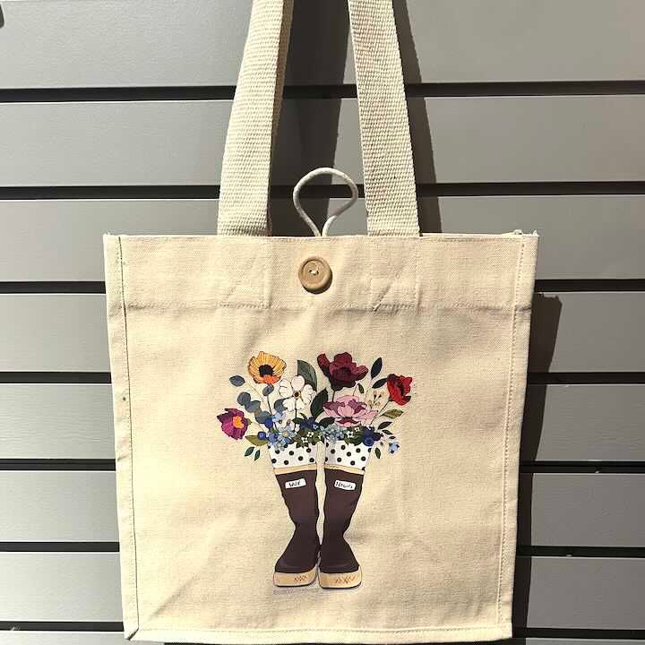 Boots & Bouquet Canvas Tote