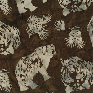Batik Bears & Pinecones Batik Bears & Pinecones, Color: Cedar, Precut Size: Yard