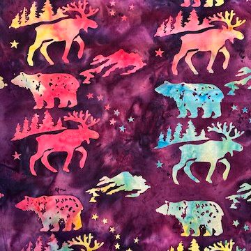 Batik Alaska Wild Big Dipper Batik Alaska Wild Big Dipper, Color: Amethyst, Precut Size: Yard