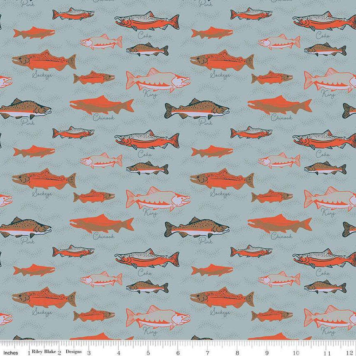 Alaska Salmon Alaska Salmon, Color: Gray, Precut Size: Yard