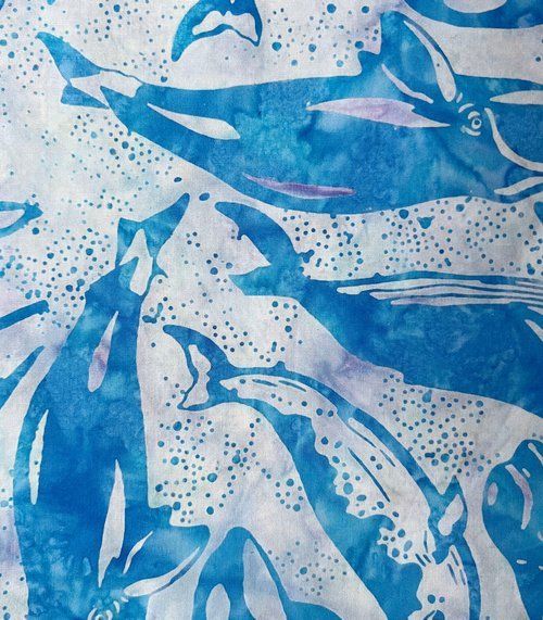 Batik Narwhales & Whales Batik Narwhales & Whales, Color: Aqua