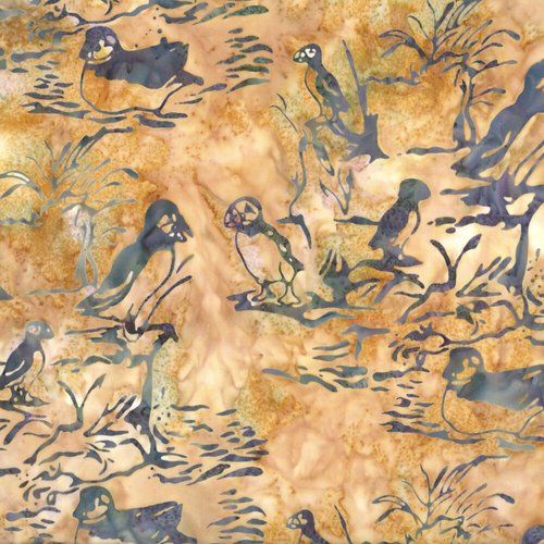 Batik Puffins Batik Puffins, Color: Opal, Precut Size: Yard