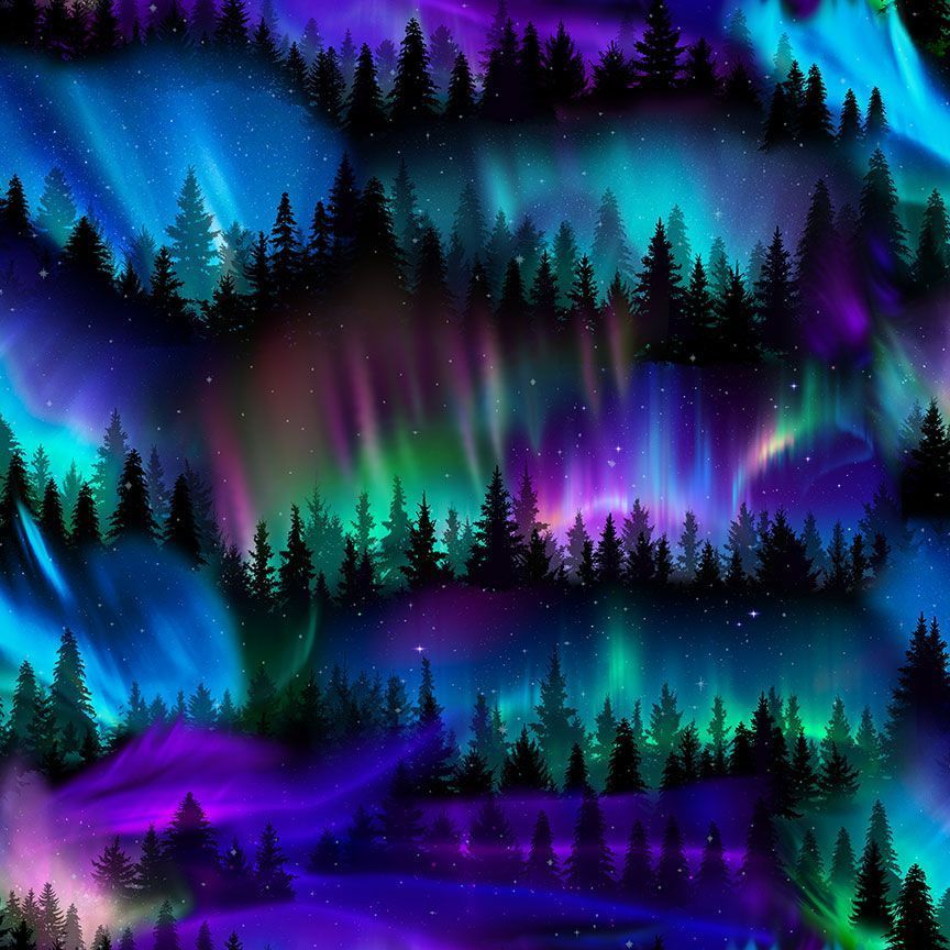 Trees & Aurora Borealis Trees & Aurora Borealis, Precut Size: Yard