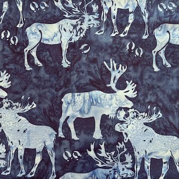 Batik Moose & Caribou Batik Moose & Caribou, Color: Blueberry, Precut Size: Yard