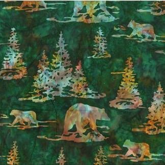 Batik Bears & Trees Batik Bears & Trees, Color: Hunter, Precut Size: Yard