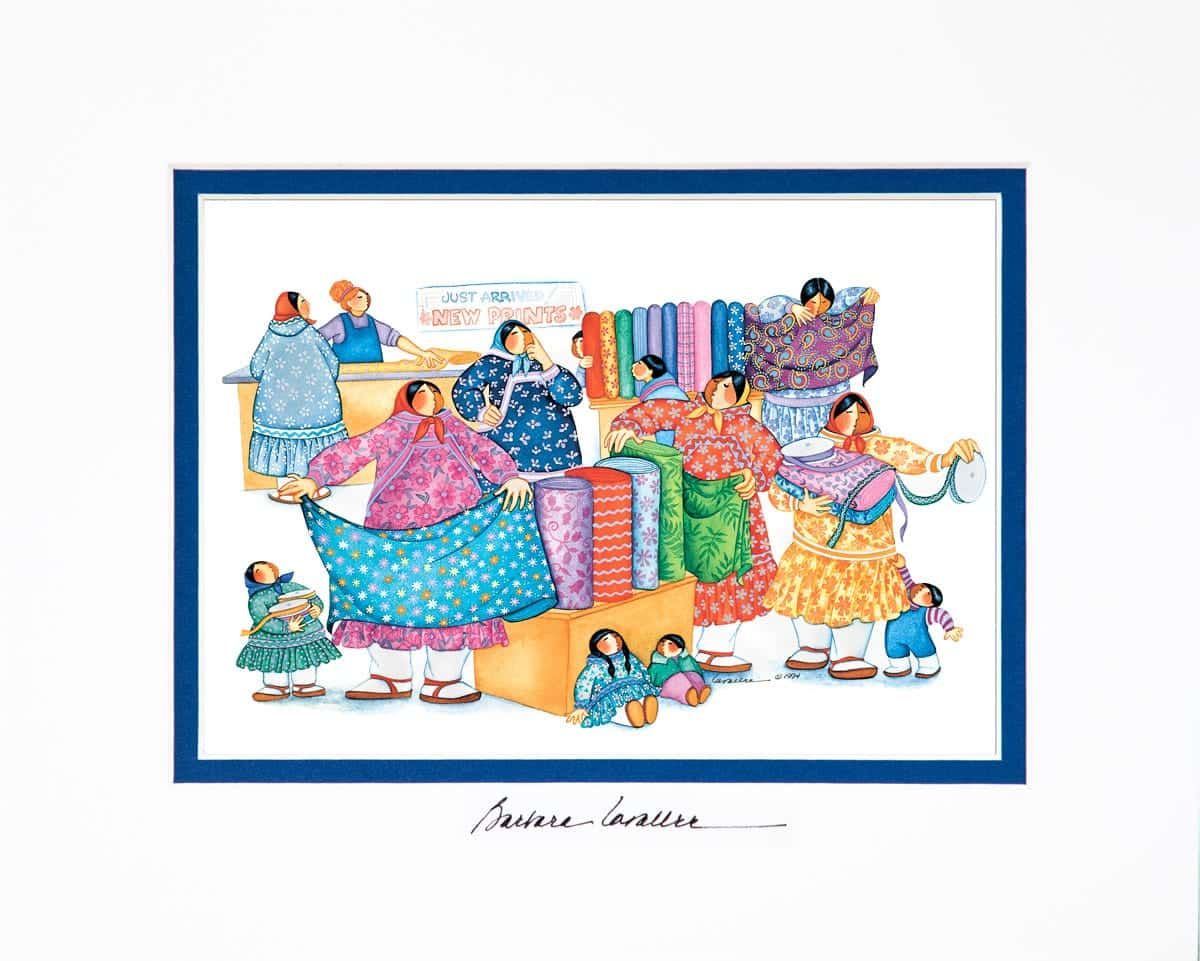 Barbara Lavallee Hand-Signed Matted Art Print Barbara Lavallee Hand-Signed Matted Art Print, Design: Kuspuks by the Yard