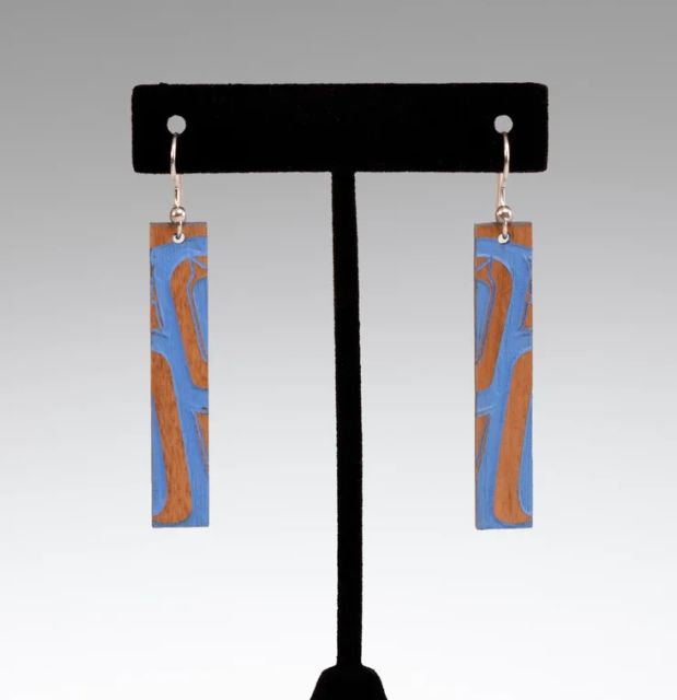 Tlingit Hand Painted Formline Bar Earrings