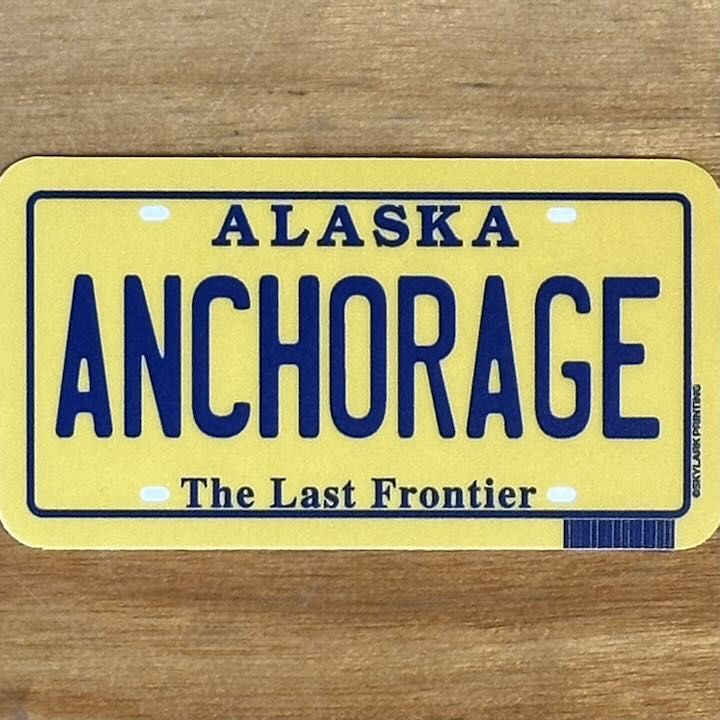 Anchorage Yellow License Plate Sticker