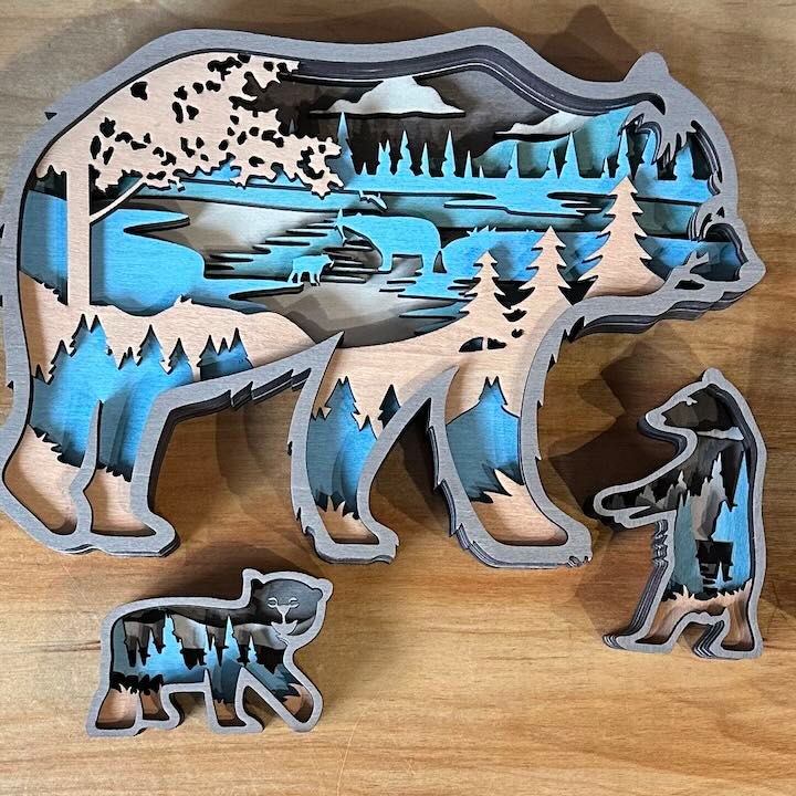 Wooden 3D Statues Wooden 3D Statues, Design: Bear Family