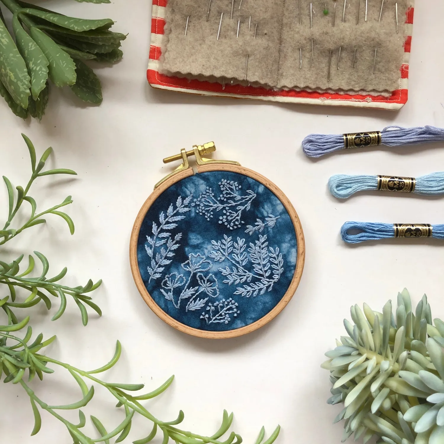 Cyanotype Botanicals Beginner Hand Embroidery Kit