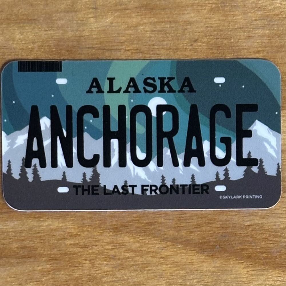 Anchorage Northern Lights License Plate Sticker