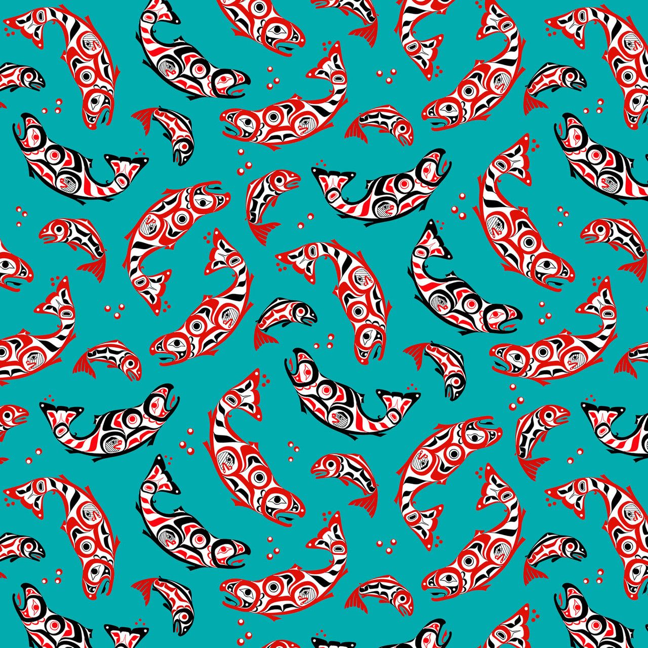 Salmon | Eagle's World Salmon | Eagle's World, Color: Teal, Precut Size: Yard