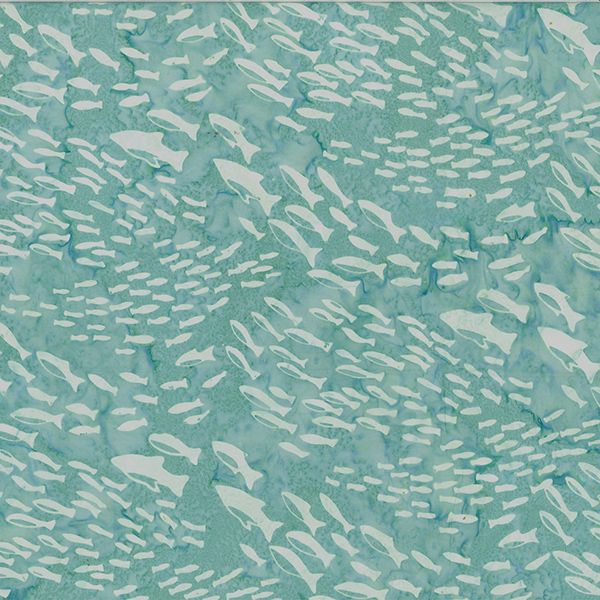 Batik School of Fish | Along the Shores Batik School of Fish | Along the Shores, Color: Aquamarine, Yardage: Yard