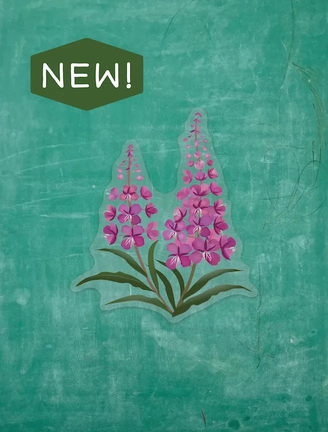 Double Fireweed 4" Clear Waterproof Vinyl Sticker