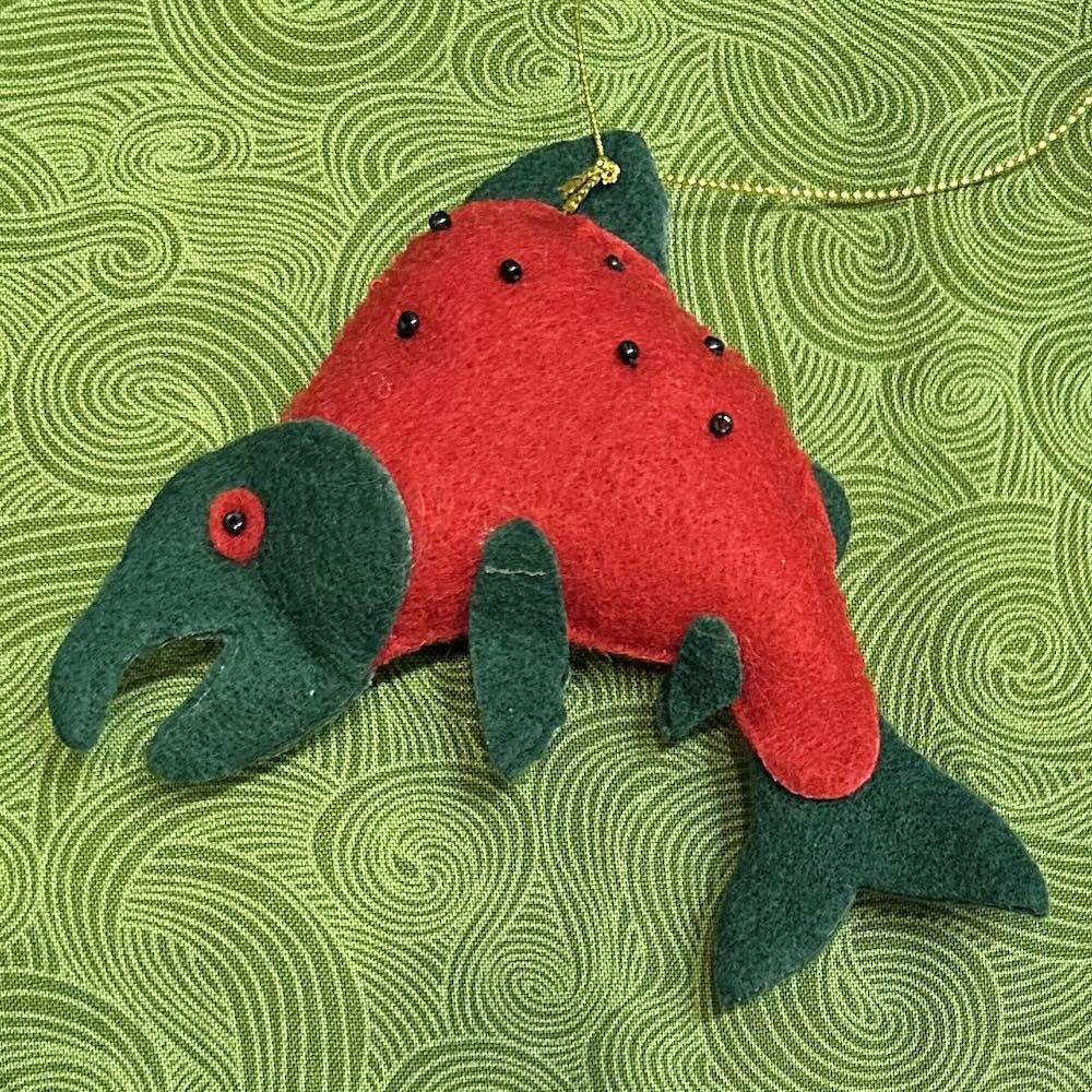 Red Salmon Felt Ornament