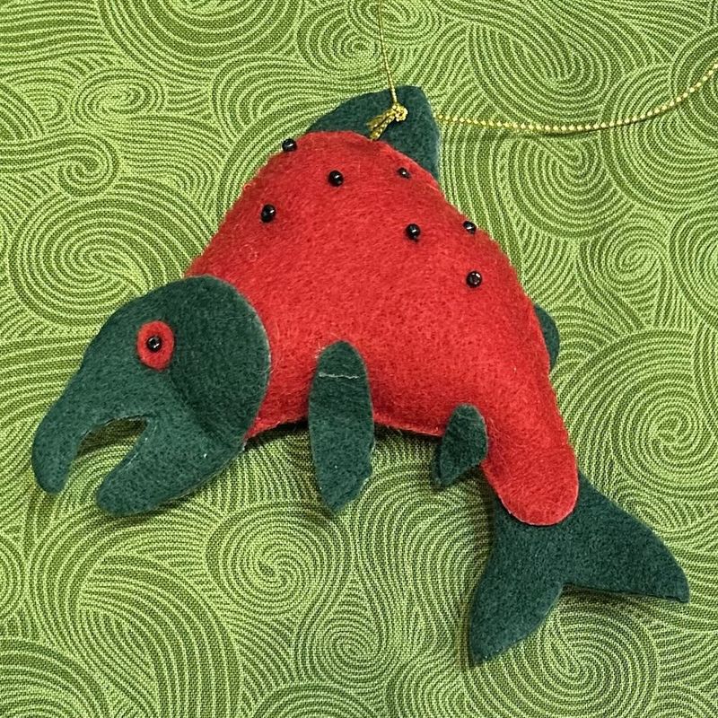 Red Salmon Felt Ornament