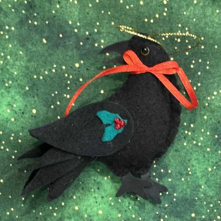 Holiday Raven Felt Ornament